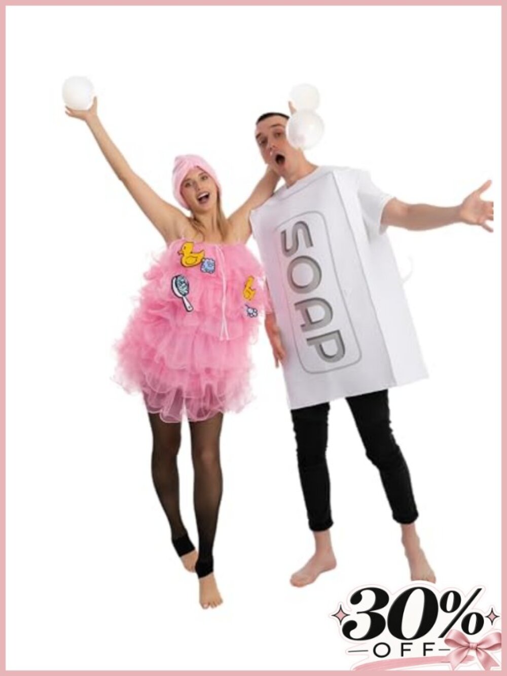 Adult Soap Loofah Bubbles Halloween Costume Set Jumpsuits Balloons Cosplay